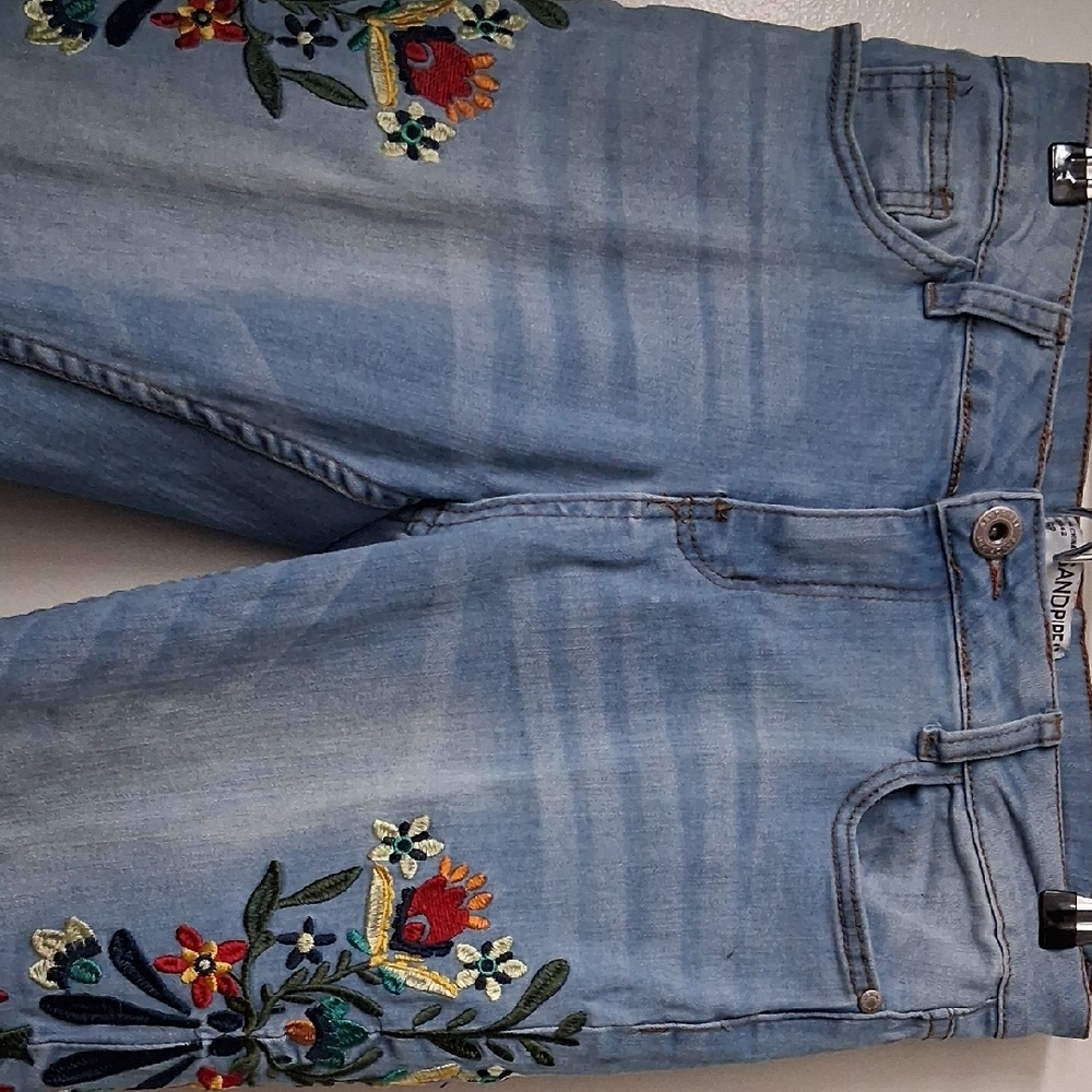 Embroidered Light Denim Caprus, Size 6 Petite - Picture 2 of 11